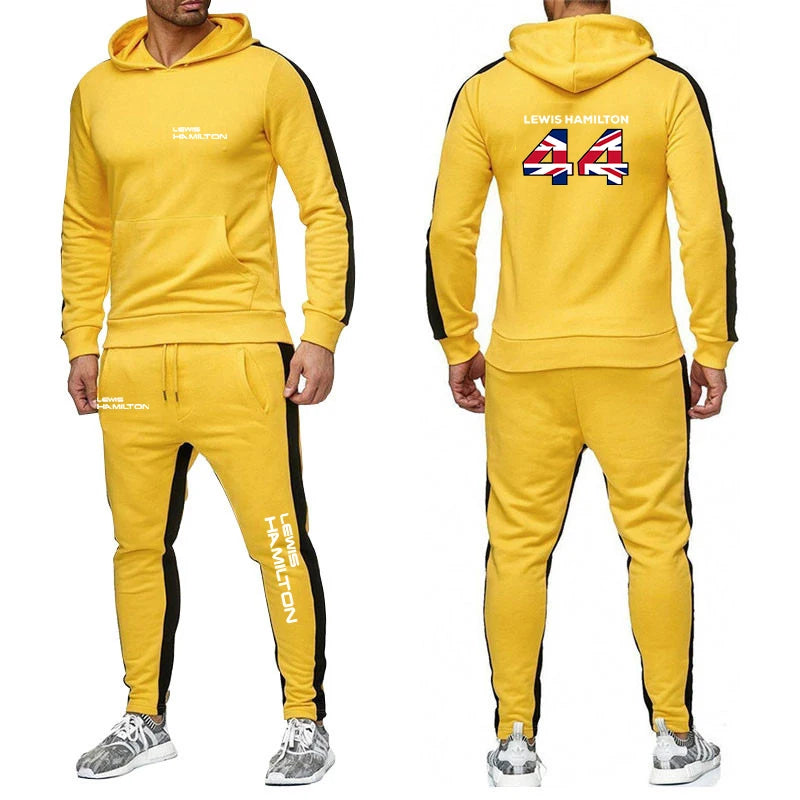 F1 Driver Lewis Hamilton Digital 44 New Clothing Mens Autumn Winter Sets Zipper Hoodie+Pants Tracksuit Sportswear Pullover Sweat