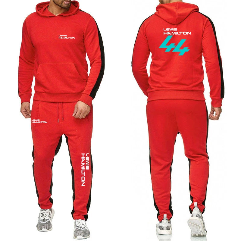 F1 Driver Lewis Hamilton Digital 44 New Clothing Mens Autumn Winter Sets Zipper Hoodie+Pants Tracksuit Sportswear Pullover Sweat