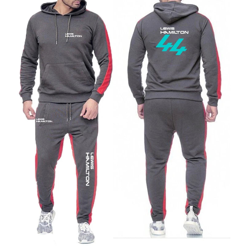 F1 Driver Lewis Hamilton Digital 44 New Clothing Mens Autumn Winter Sets Zipper Hoodie+Pants Tracksuit Sportswear Pullover Sweat