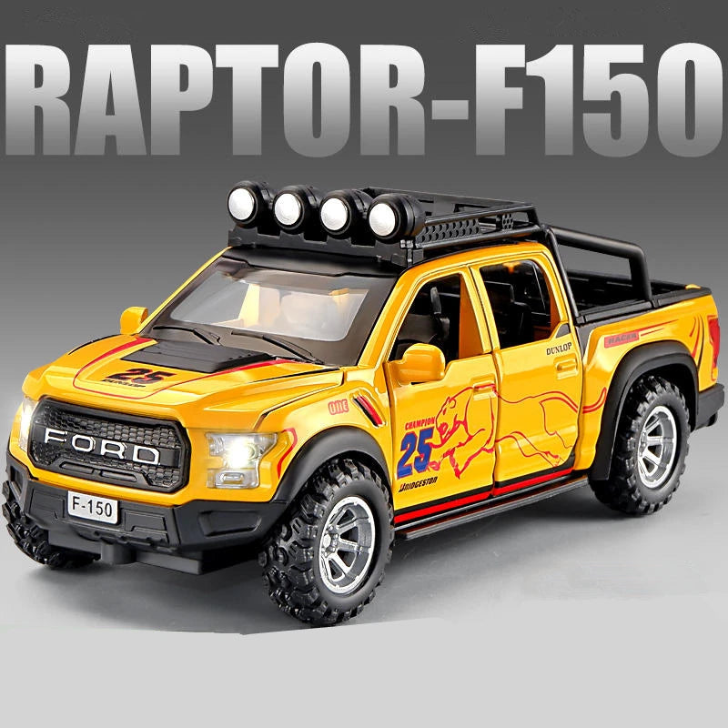 1:32 Ford Raptor F150 Alloy Pickup Car Model Diecasts Metal Toy Off-road Vehicles Car Model Collection Sound and Light Kids Gift