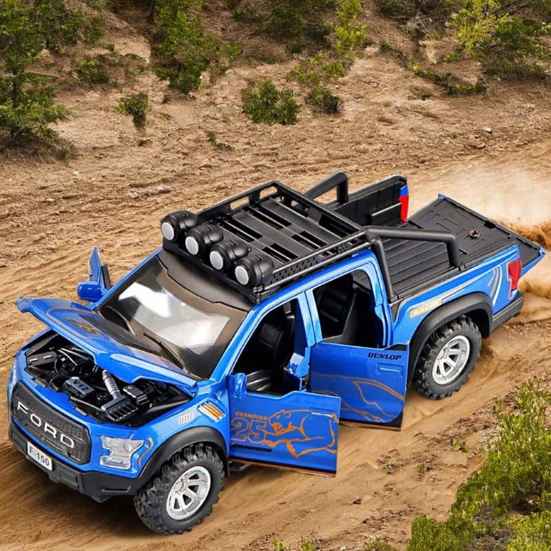 1:32 Ford Raptor F150 Alloy Pickup Car Model Diecasts Metal Toy Off-road Vehicles Car Model Collection Sound and Light Kids Gift