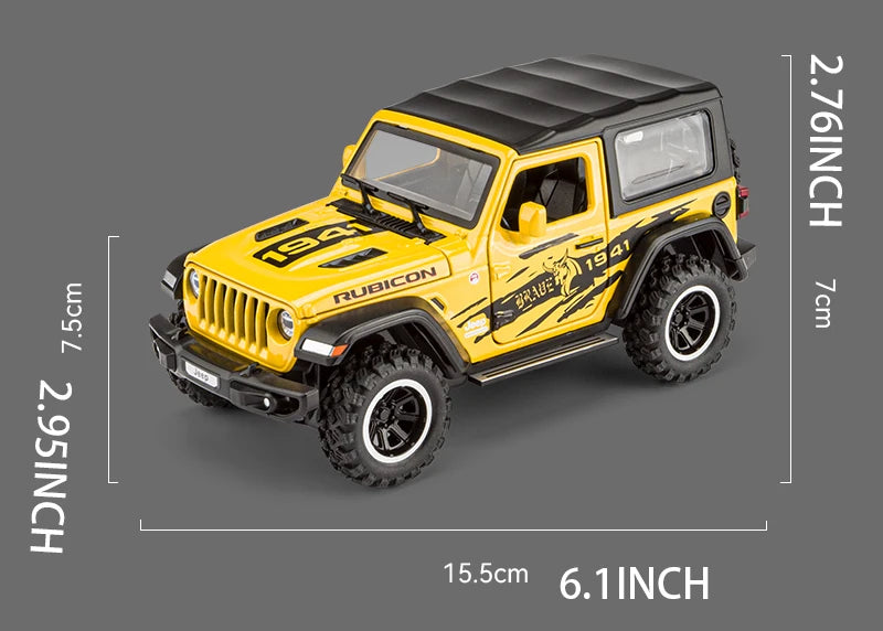 Off-Road 7 Door for Wrangler Diecast Toy Car Model, 1/32 Scale Metal Alloy Vehicle for Kids Boys Girls Adults, Doors Open, Light