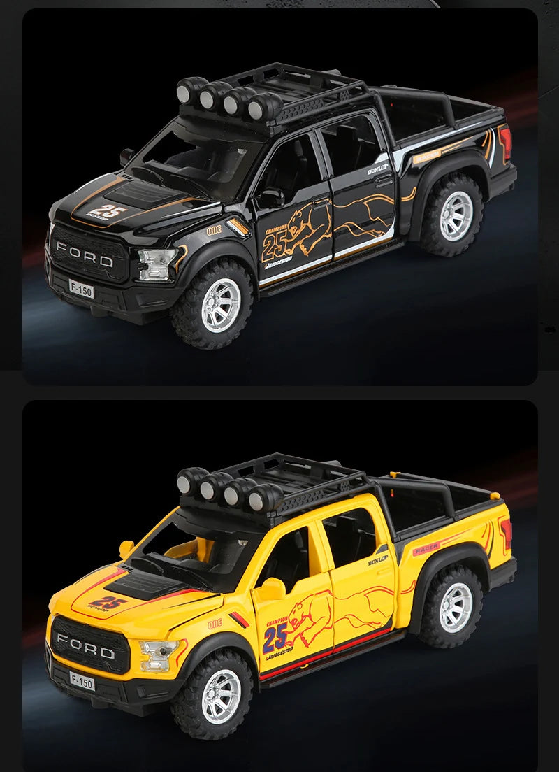 1:32 Ford Raptor F150 Alloy Pickup Car Model Diecasts Metal Toy Off-road Vehicles Car Model Collection Sound and Light Kids Gift