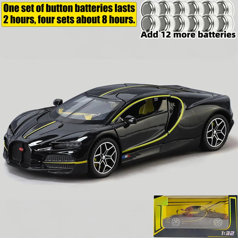1:32 Bugatti Tourbillon V16 supercoche de aleación de Metal modelo fundido a presión juguetes para niños Mini colección GT pasatiempos regalos de cumpleaños niño