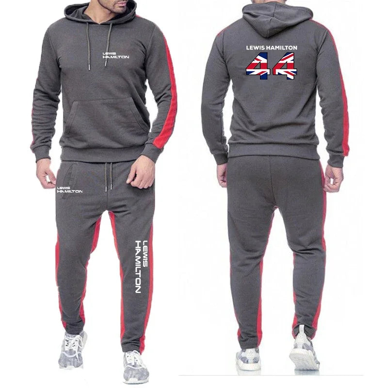 F1 Driver Lewis Hamilton Digital 44 New Clothing Mens Autumn Winter Sets Zipper Hoodie+Pants Tracksuit Sportswear Pullover Sweat