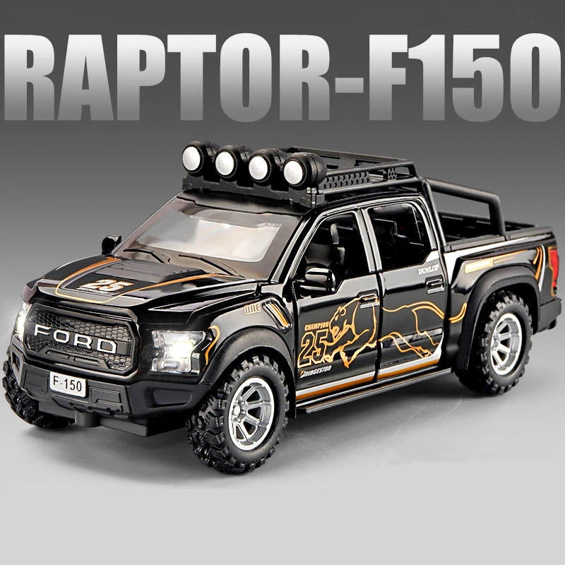 1:32 Ford Raptor F150 Alloy Pickup Car Model Diecasts Metal Toy Off-road Vehicles Car Model Collection Sound and Light Kids Gift