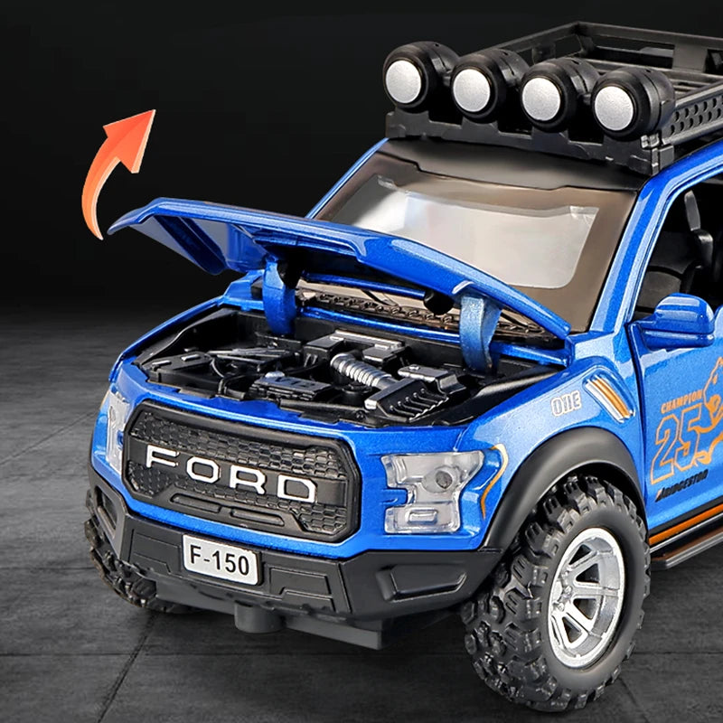 1:32 Ford Raptor F150 Alloy Pickup Car Model Diecasts Metal Toy Off-road Vehicles Car Model Collection Sound and Light Kids Gift