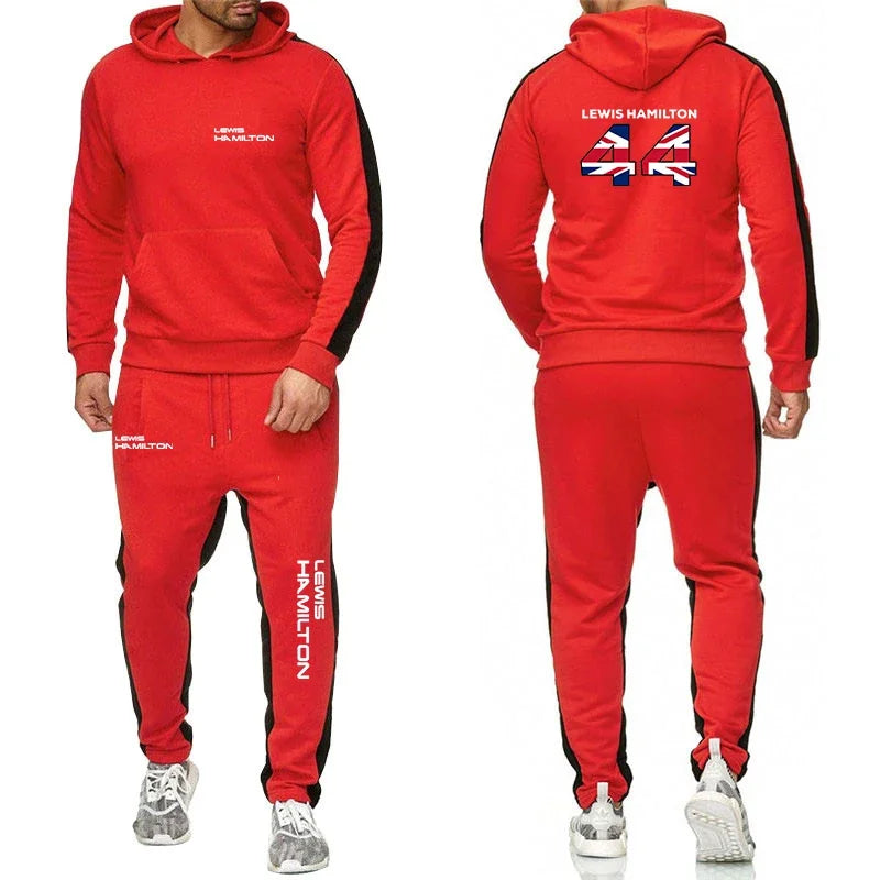 F1 Driver Lewis Hamilton Digital 44 New Clothing Mens Autumn Winter Sets Zipper Hoodie+Pants Tracksuit Sportswear Pullover Sweat