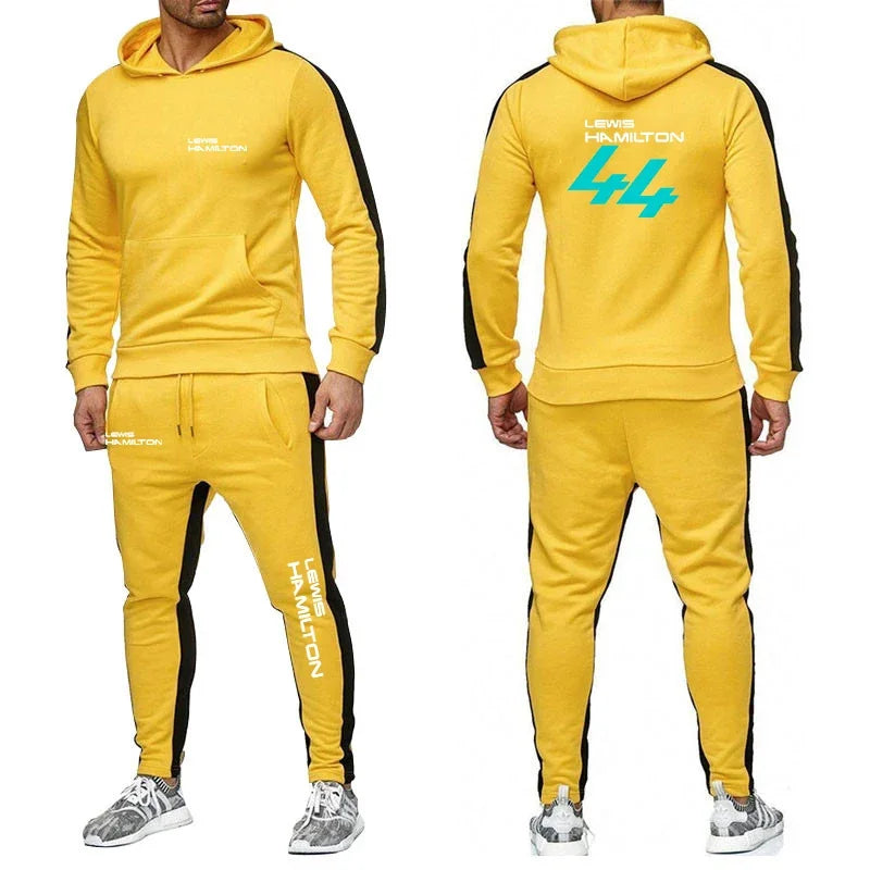 F1 Driver Lewis Hamilton Digital 44 New Clothing Mens Autumn Winter Sets Zipper Hoodie+Pants Tracksuit Sportswear Pullover Sweat