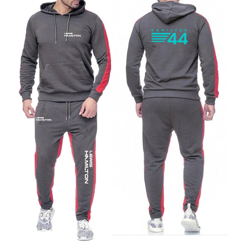 F1 Driver Lewis Hamilton Digital 44 New Clothing Mens Autumn Winter Sets Zipper Hoodie+Pants Tracksuit Sportswear Pullover Sweat