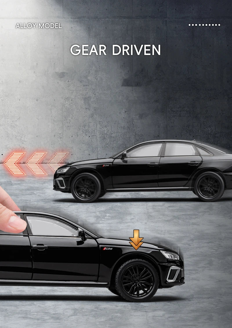 New 1:32 AUDI A4 Alloy Car Model Diecast & Toy Vehicles Metal Car Model Simulation Sound and Light Collection Childrens Toy Gift
