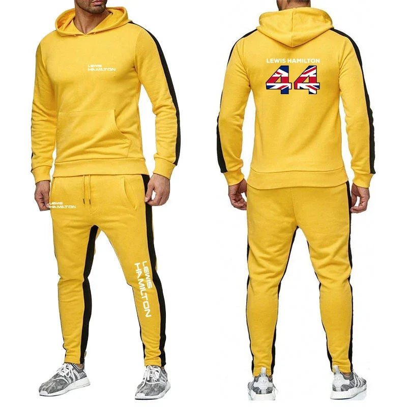 F1 Driver Lewis Hamilton Digital 44 New Clothing Mens Autumn Winter Sets Zipper Hoodie+Pants Tracksuit Sportswear Pullover Sweat