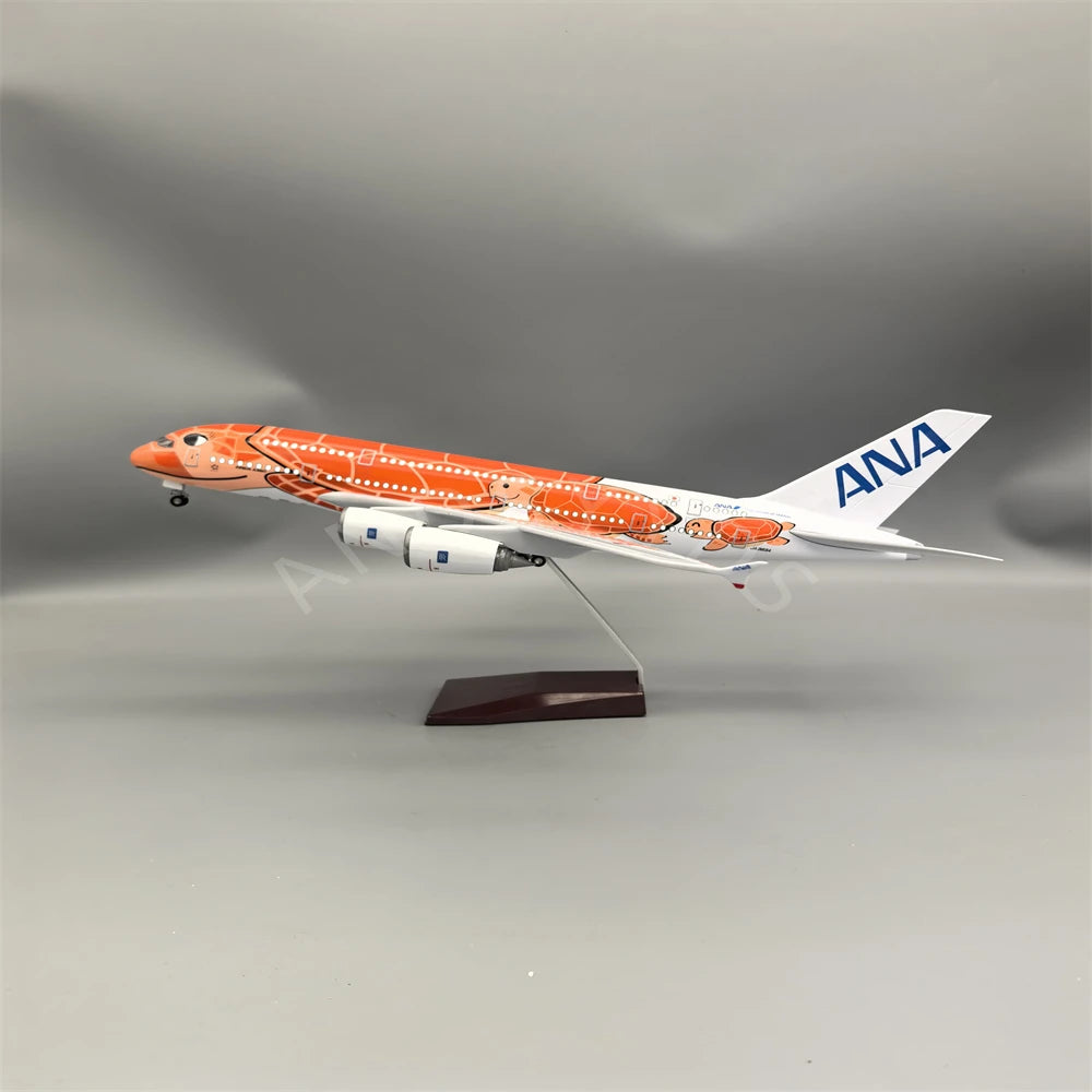 1:160 47CM Japón aire ANA juguetes Airbus A380 modelo avión dibujos animados tortuga marina aerolíneas avión fundido a presión para Decoración