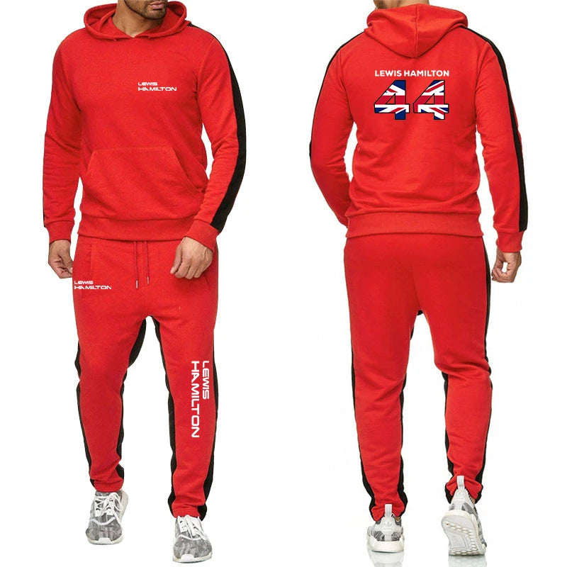 F1 Driver Lewis Hamilton Digital 44 New Clothing Mens Autumn Winter Sets Zipper Hoodie+Pants Tracksuit Sportswear Pullover Sweat