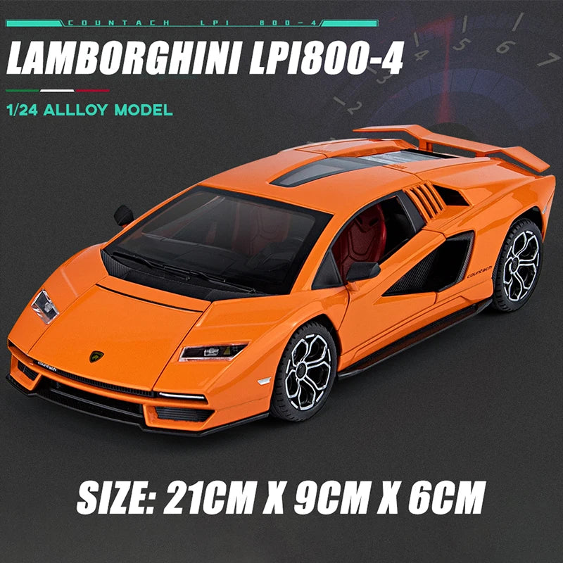 1:24 Lamborghini Countach LPI 800-4 Alloy Sports Car Diecast Model Sound Light Toy Exhibition Display Decoration Collestion Gift