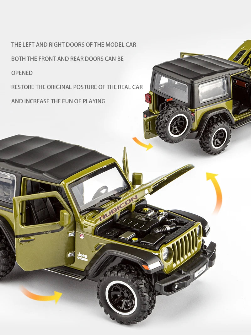 Off-Road 7 Door for Wrangler Diecast Toy Car Model, 1/32 Scale Metal Alloy Vehicle for Kids Boys Girls Adults, Doors Open, Light