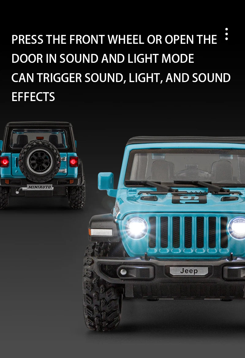 Off-Road 7 Door for Wrangler Diecast Toy Car Model, 1/32 Scale Metal Alloy Vehicle for Kids Boys Girls Adults, Doors Open, Light