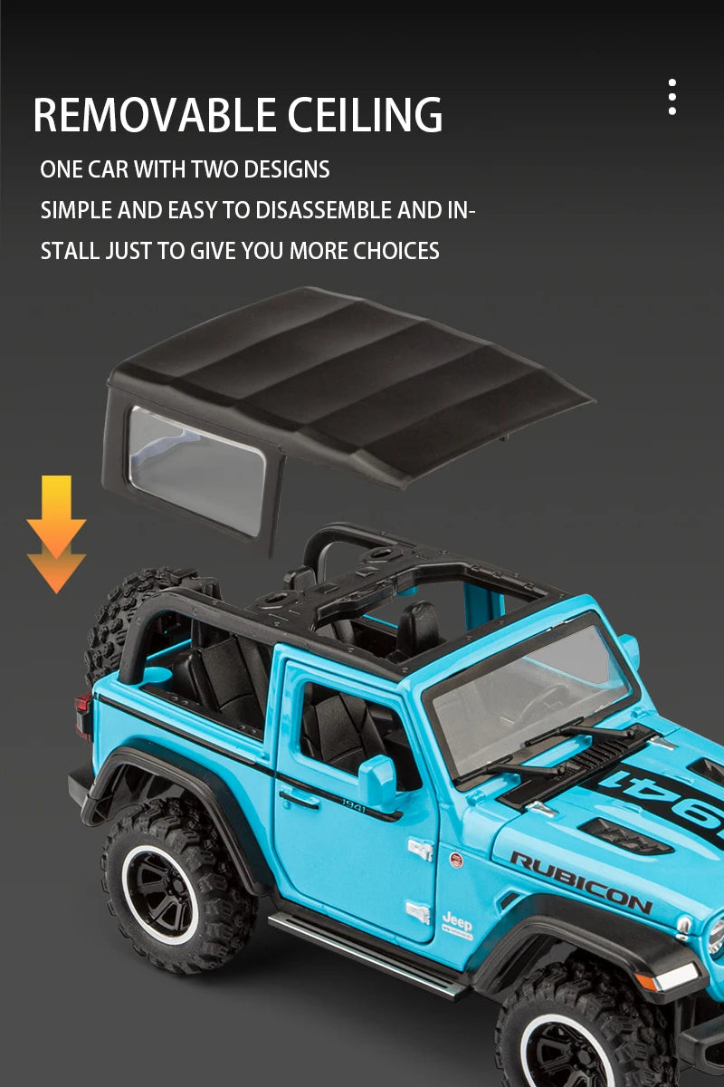 Off-Road 7 Door for Wrangler Diecast Toy Car Model, 1/32 Scale Metal Alloy Vehicle for Kids Boys Girls Adults, Doors Open, Light