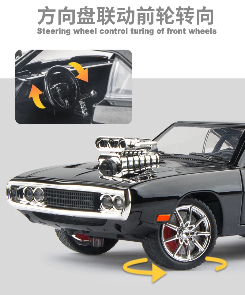 1:24 Dodge Charger 1970 Fast & Furious Alloy Car Diecasts & Toy Vehicles Car Model Sound and light Car Toys For Kids Gifts