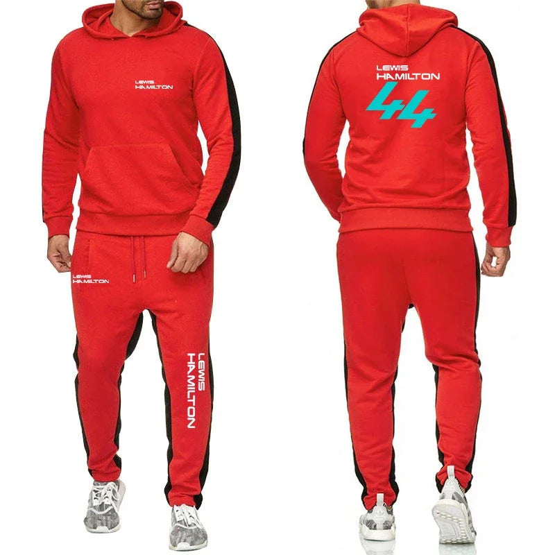 F1 Driver Lewis Hamilton Digital 44 New Clothing Mens Autumn Winter Sets Zipper Hoodie+Pants Tracksuit Sportswear Pullover Sweat
