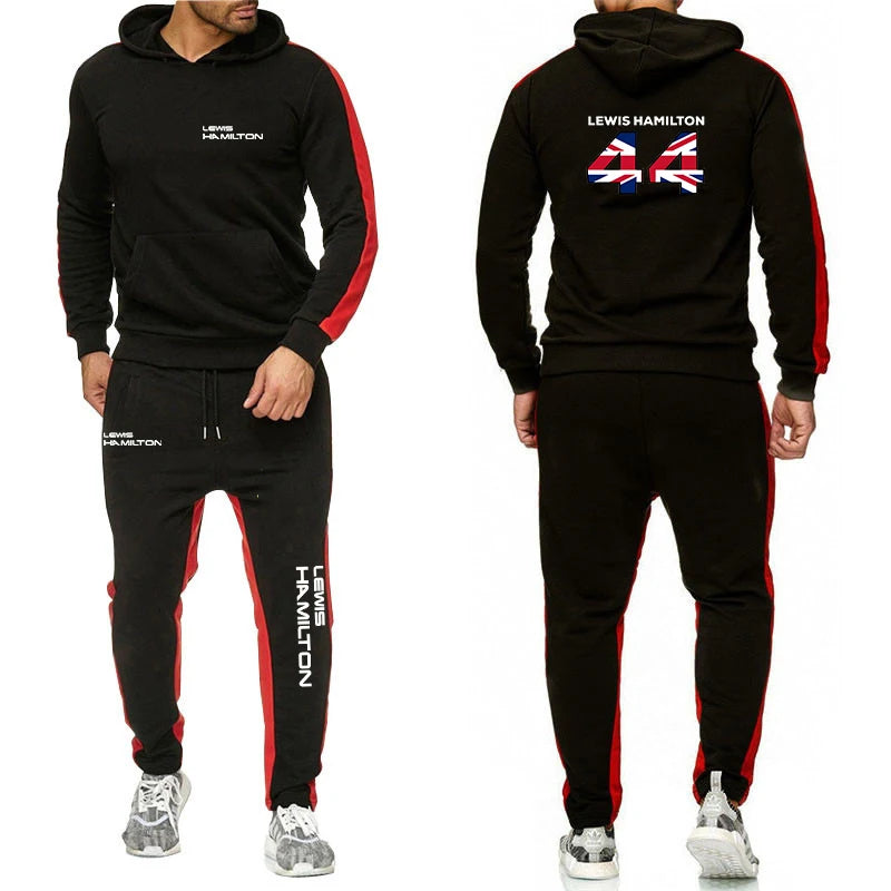 F1 Driver Lewis Hamilton Digital 44 New Clothing Mens Autumn Winter Sets Zipper Hoodie+Pants Tracksuit Sportswear Pullover Sweat