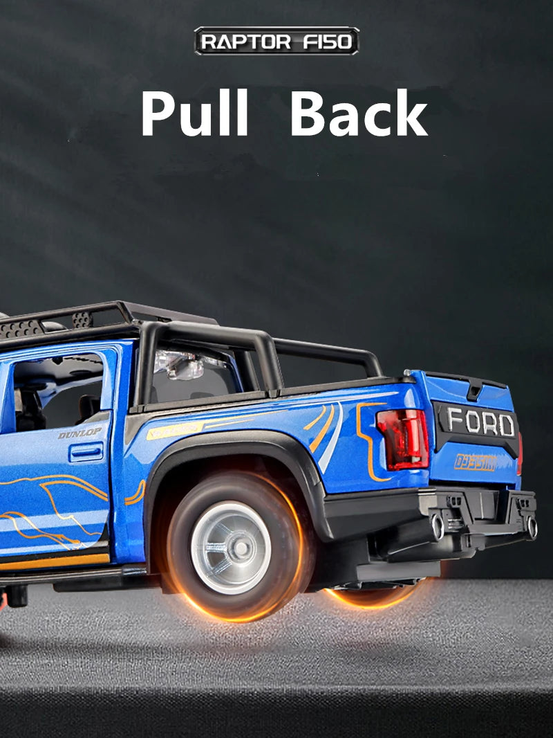 1:32 Ford Raptor F150 Alloy Pickup Car Model Diecasts Metal Toy Off-road Vehicles Car Model Collection Sound and Light Kids Gift