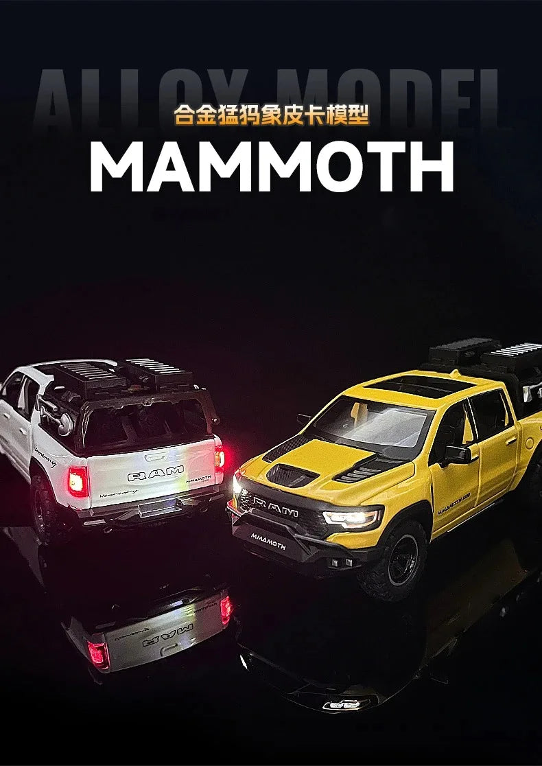1:32 Dodge RAM 1000 TRX Mammoth Picku Alloy Car Model Sound And Light Pull Back Children's Toy Collectibles Birthday Gift