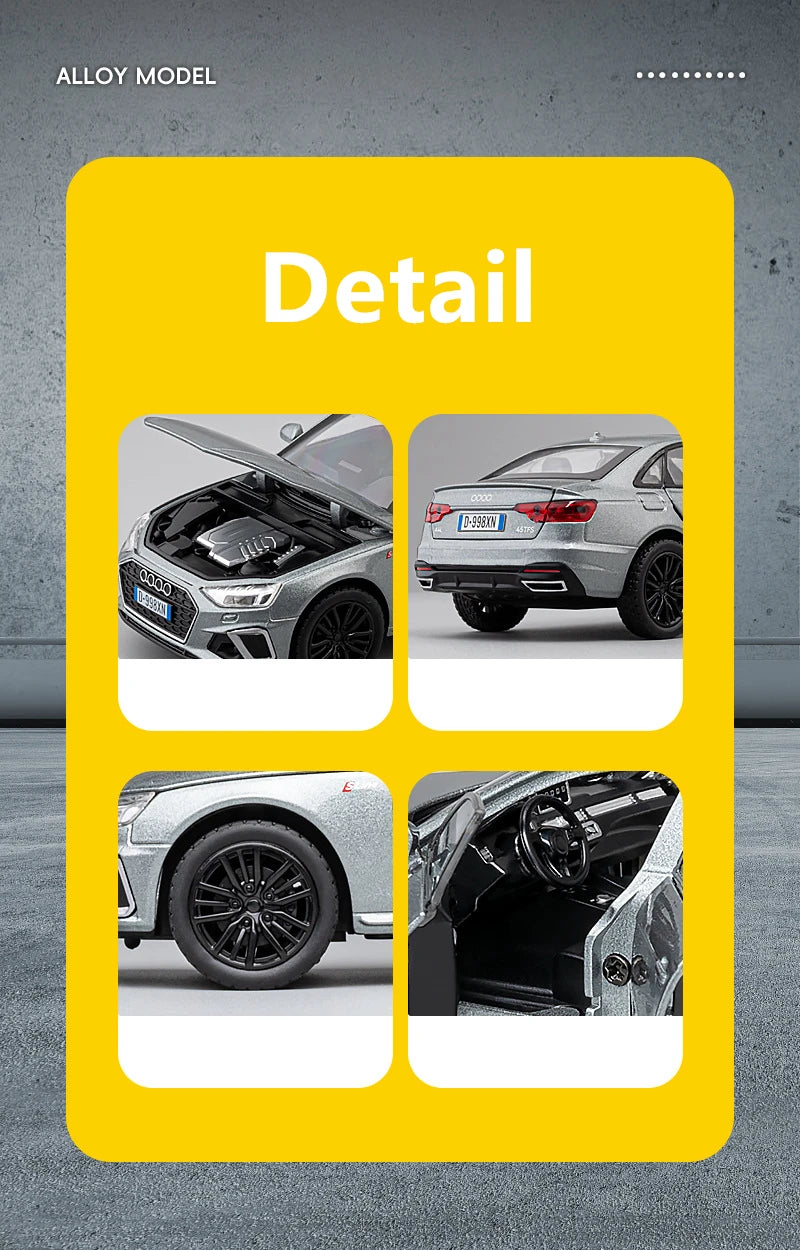 New 1:32 AUDI A4 Alloy Car Model Diecast & Toy Vehicles Metal Car Model Simulation Sound and Light Collection Childrens Toy Gift