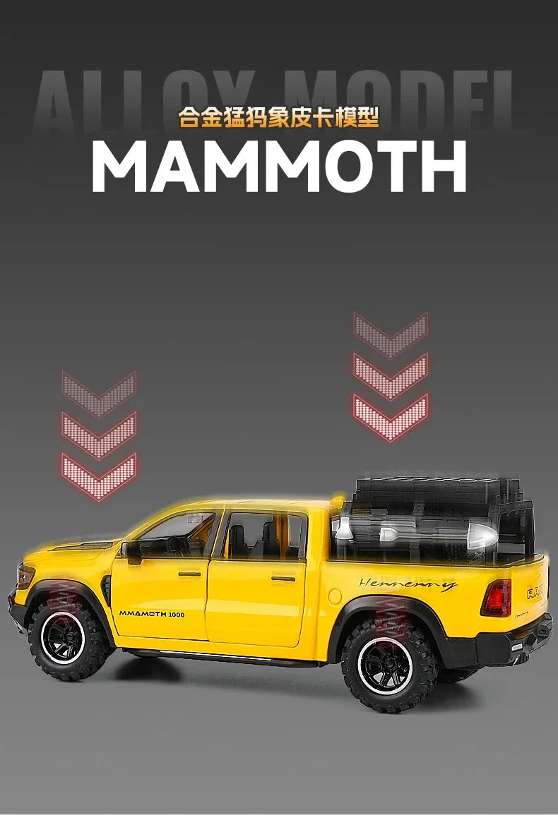 1:32 Dodge RAM 1000 TRX Mammoth Picku Alloy Car Model Sound And Light Pull Back Children's Toy Collectibles Birthday Gift