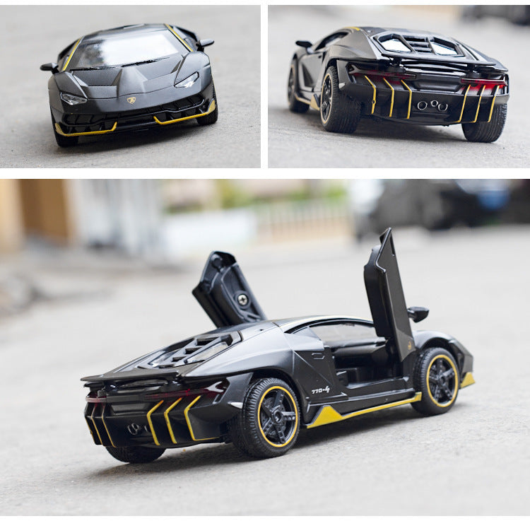 Coches de juguete para niños, modelo de coches fundidos a escala Lambor LP770, coches de aleación, regalo para niños, luz trasera, música, coche para niños, 1/32