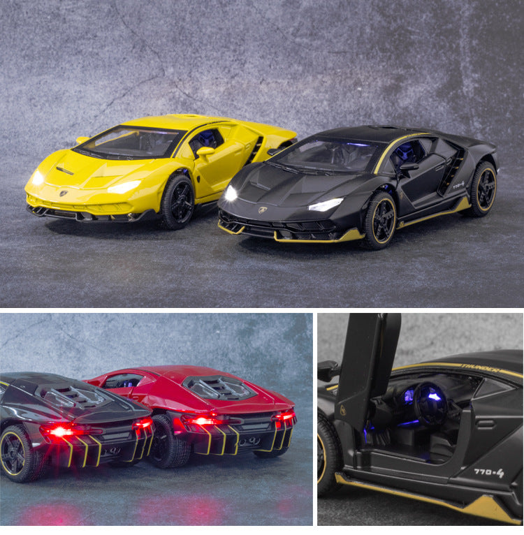 Coches de juguete para niños, modelo de coches fundidos a escala Lambor LP770, coches de aleación, regalo para niños, luz trasera, música, coche para niños, 1/32