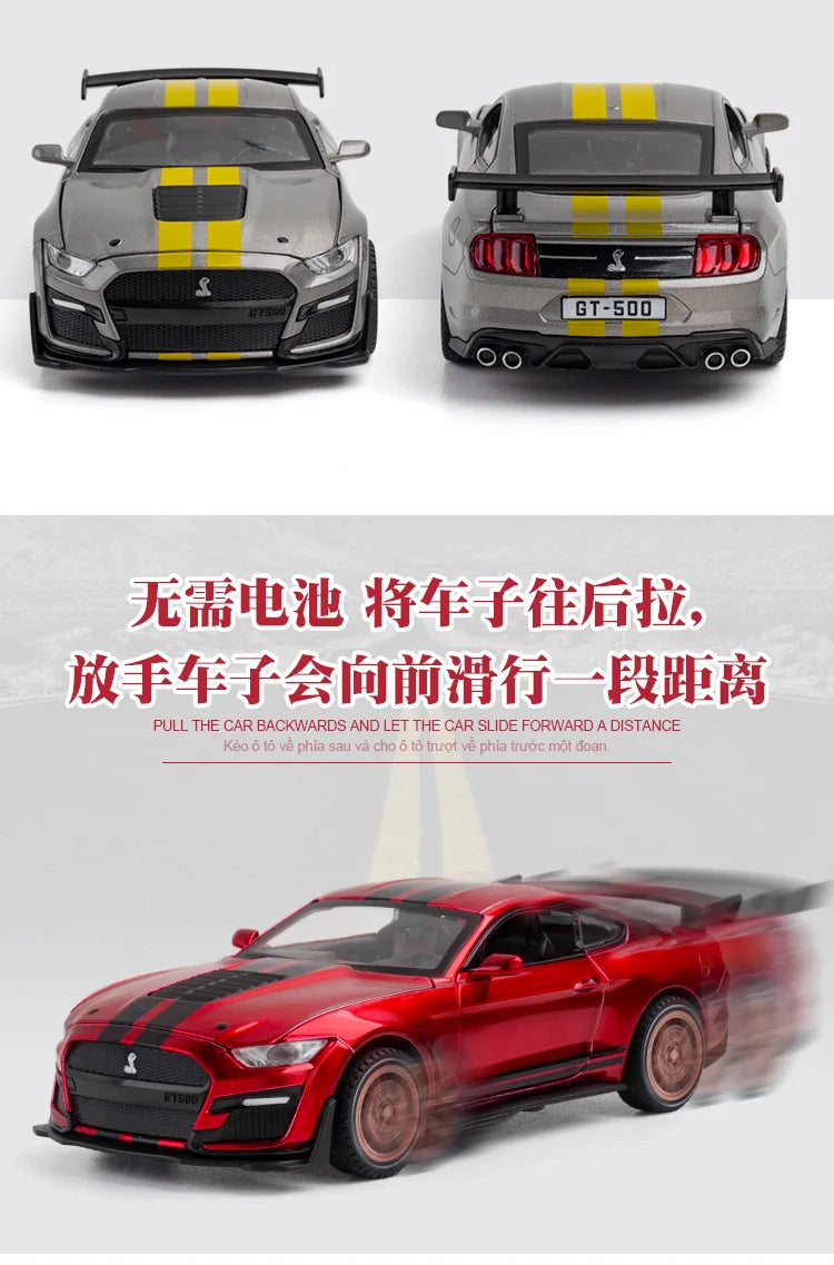 1:32 Ford Mustang GT500 Muscle Sports Car High Simulation Diecast Metal Alloy Model car Sound Light Collection Kids Toy Gifts