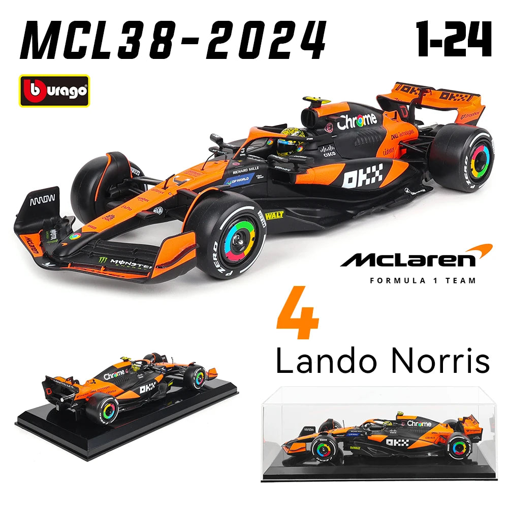 Bburago 1:24 2024 McLaren F1 4 # Lando Norris 81 # Oscar Piastri Die Casting modelo de precisión colección de modelos de coches