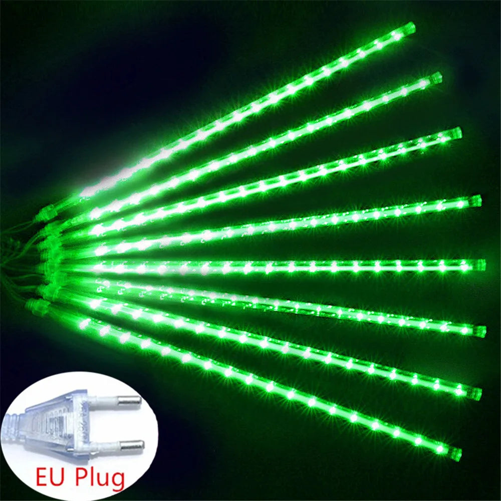 Navidad 2025 enchufe de la UE luces LED de lluvia de meteoritos caída de lluvia guirnalda de luces de hadas para decoración de Patio de fiesta de vacaciones