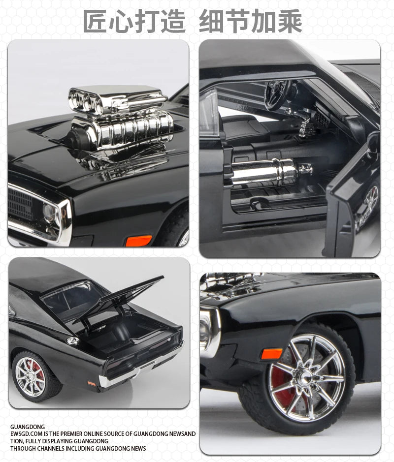 1:24 Dodge Charger 1970 Fast & Furious Alloy Car Diecasts & Toy Vehicles Car Model Sound and light Car Toys For Kids Gifts