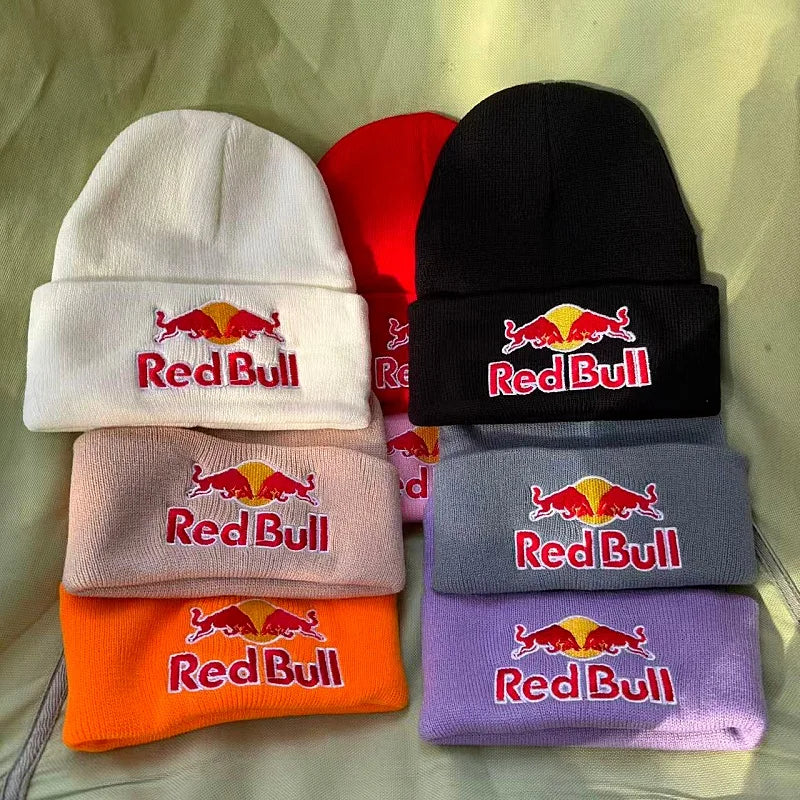 Nuevo Gorro de punto Red Bull para esquí al aire libre, gorro cálido con protección contra el frío y gorro Red Bull grueso para hombres y mujeres