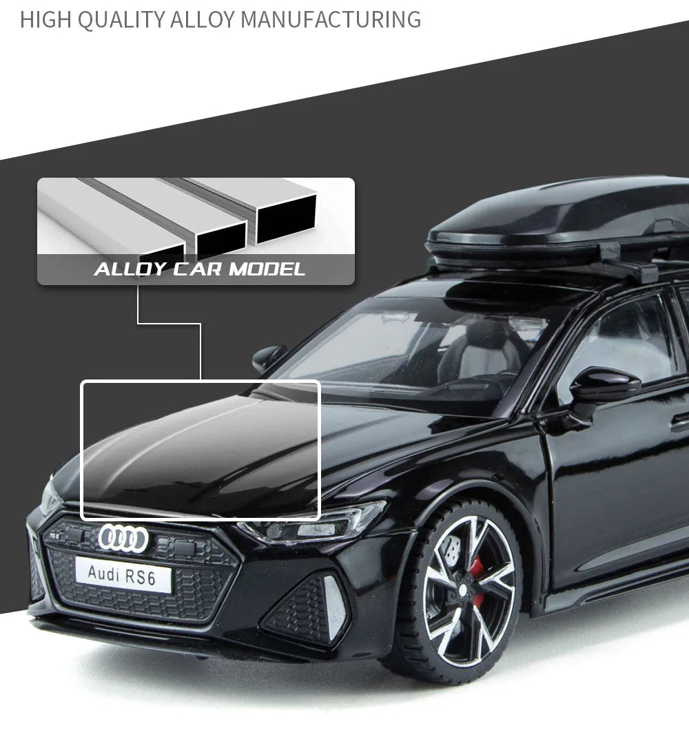 1/32 Audi RS6 Toy Car Model with Sound Light Doors Opened Alloy Diecast Model Vehicle Collection Toy for Boy Adult Festival Gift