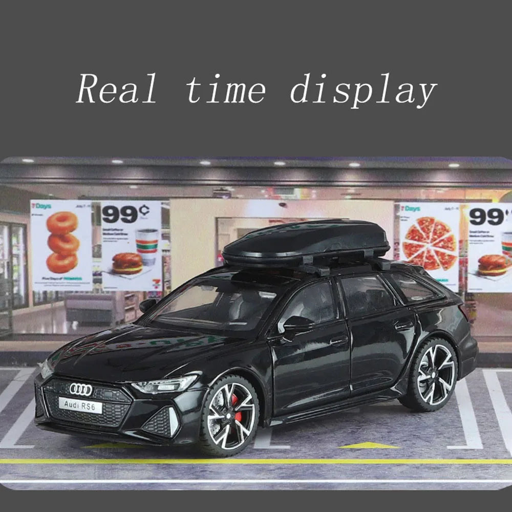1/32 Audi RS6 Toy Car Model with Sound Light Doors Opened Alloy Diecast Model Vehicle Collection Toy for Boy Adult Festival Gift