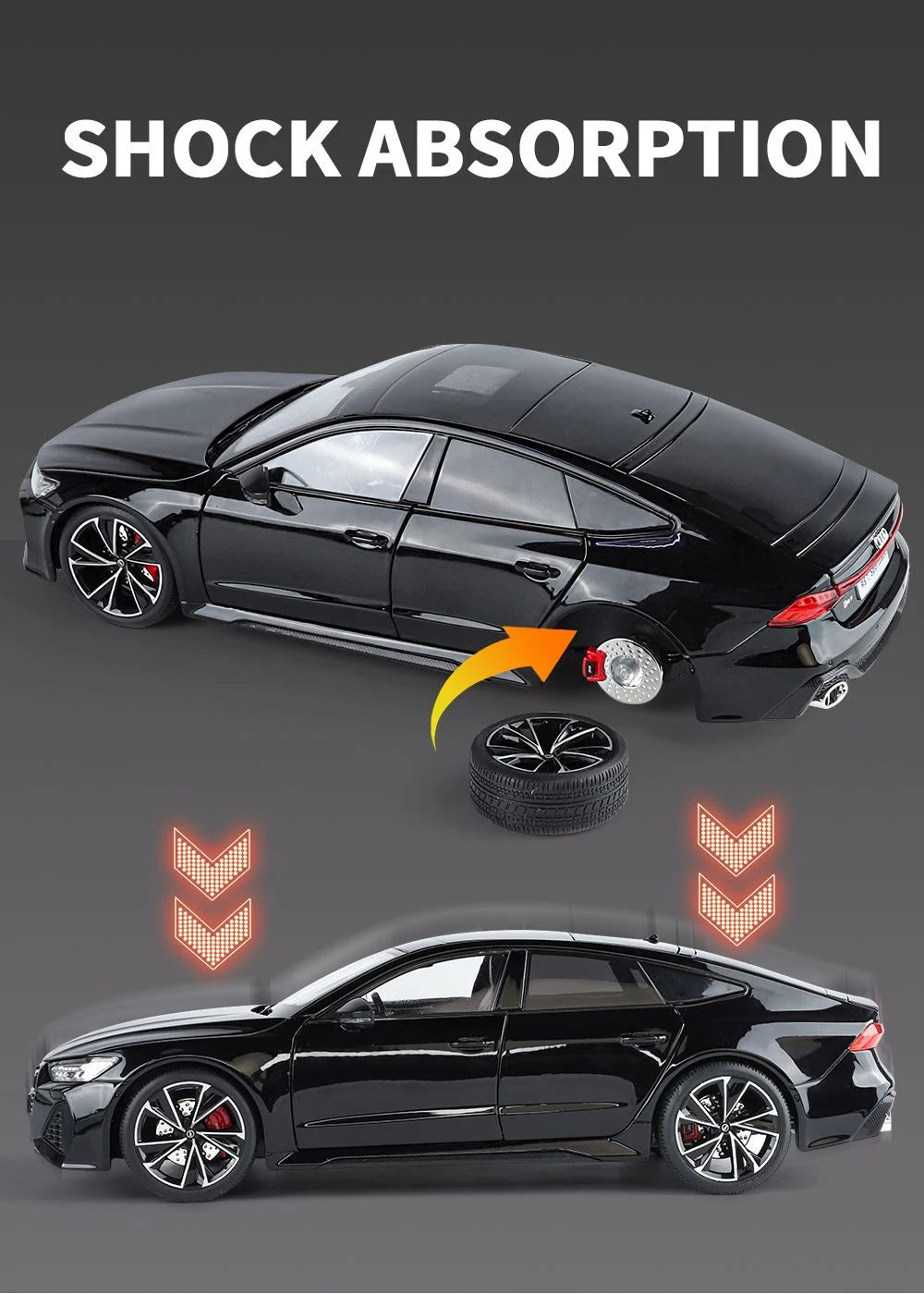 1:18 Key Remote Control Version AUDI RS7 Alloy Sports Car Model Diecast Metal Racing Car Vehicle Model Sound Light Kids Toy Gift