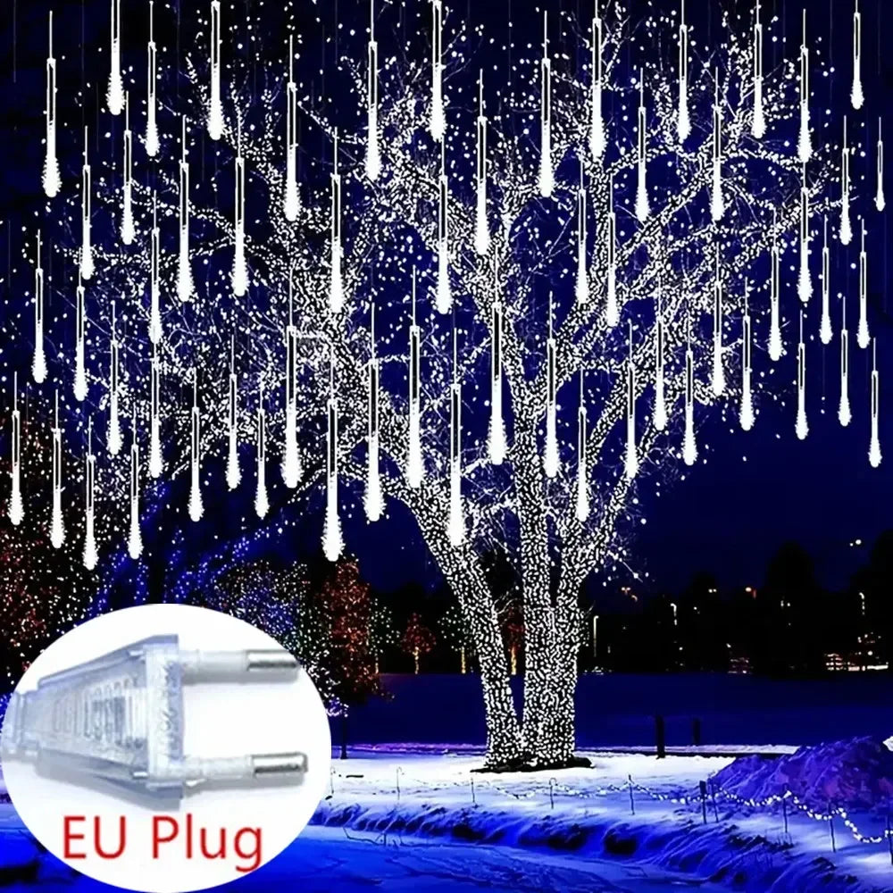 Navidad 2025 enchufe de la UE luces LED de lluvia de meteoritos caída de lluvia guirnalda de luces de hadas para decoración de Patio de fiesta de vacaciones