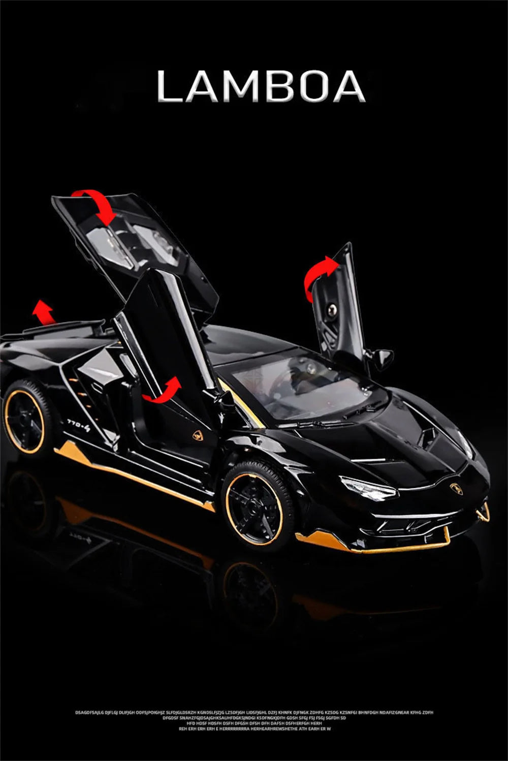 Coches de juguete para niños, modelo de coches fundidos a escala Lambor LP770, coches de aleación, regalo para niños, luz trasera, música, coche para niños, 1/32