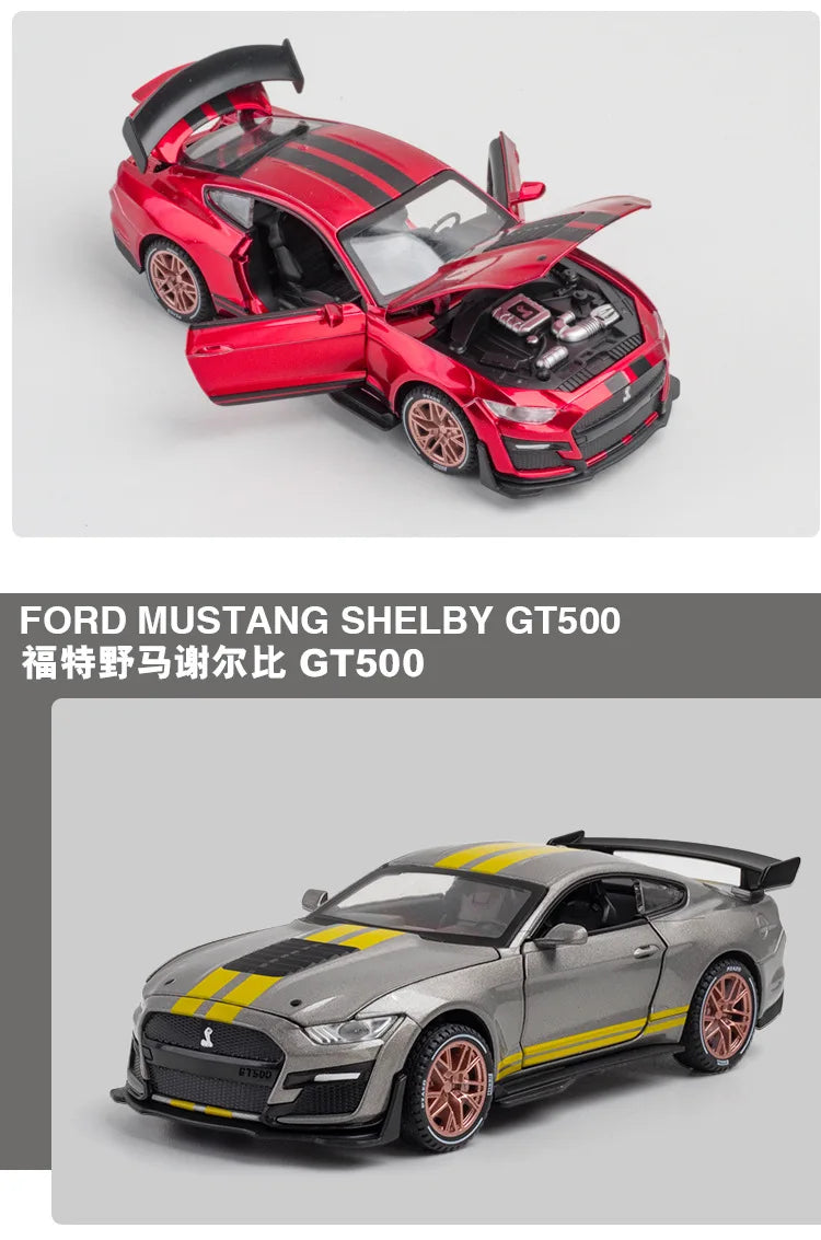 1:32 Ford Mustang GT500 Muscle Sports Car High Simulation Diecast Metal Alloy Model car Sound Light Collection Kids Toy Gifts