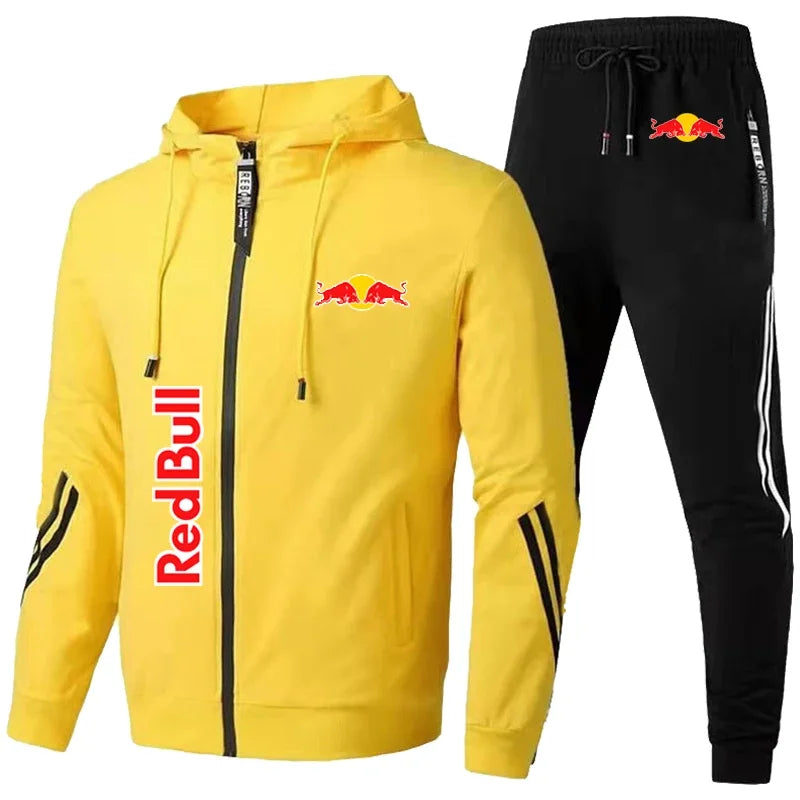 2025 Nueva chaqueta deportiva Red Bull, traje con capucha para hombre, estampado de logotipo Red Bull, chaqueta deportiva para ocio al aire libre, conjuntos de ropa Red Bull