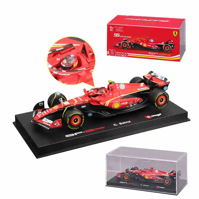 Bburago 1:43 Ferrari SF24 F1 Modelo de coche 2024 Temporada 16 #   Leclerc 55 #   Regalo de juguete de carreras de fórmula fundido a presión de vehículo de lujo de aleación Sainz