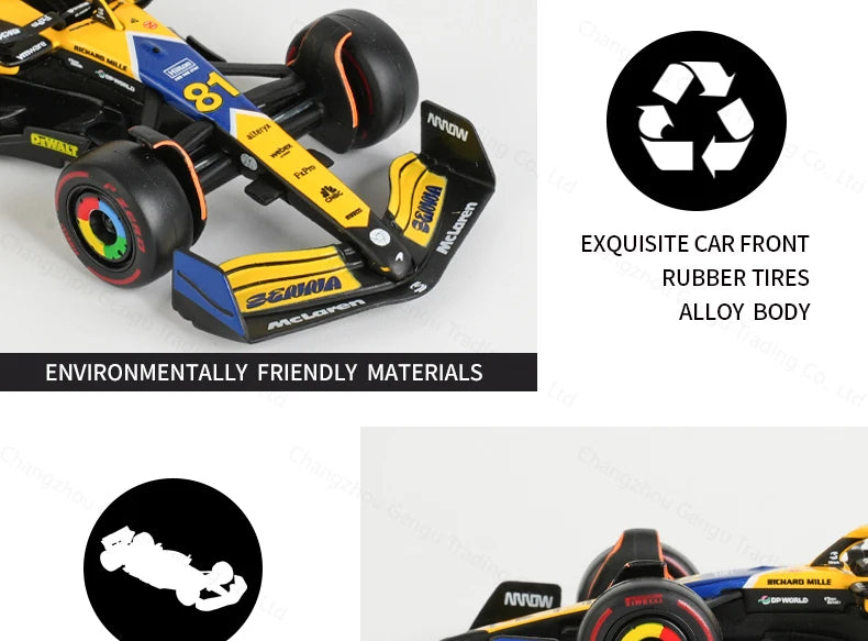 Bburago 1:43 2024 Mclaren MCL38 Miami Monaco F1 Formula Car Die Cast Vehicles Collectible Model Racing Toys