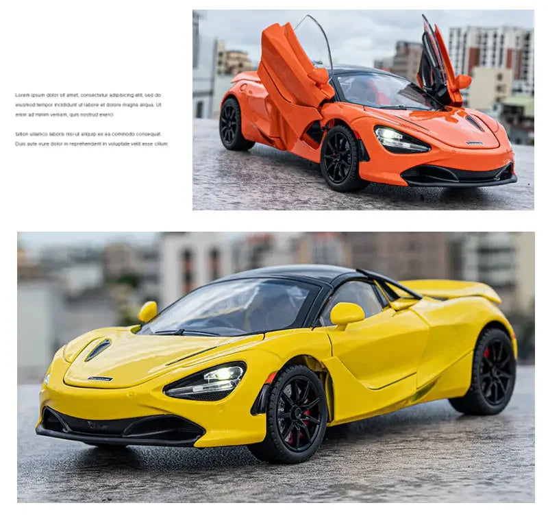 1:24 McLaren 720S Alloy Racing Car Model Diecast Metal Sports Car Model Simulation Sound and Light Collection Childrens Toy Gift