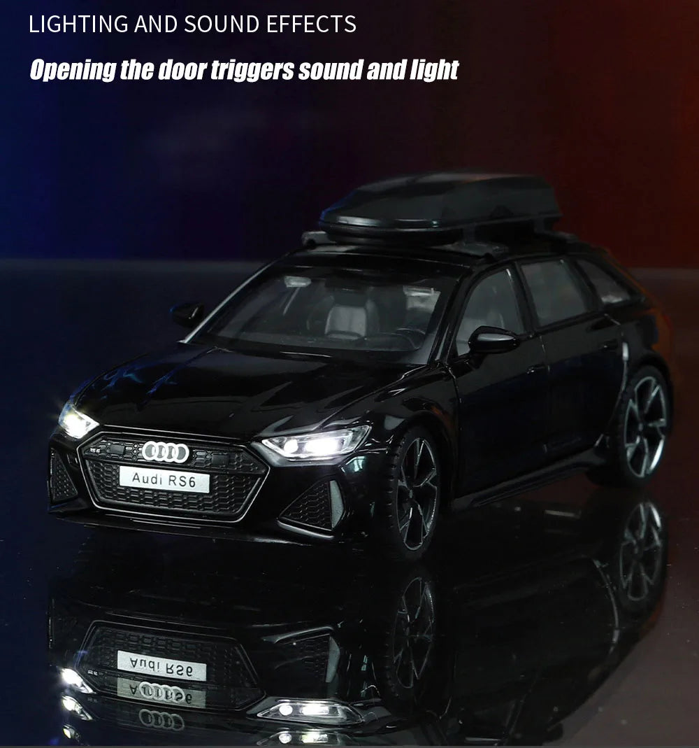 1/32 Audi RS6 Toy Car Model with Sound Light Doors Opened Alloy Diecast Model Vehicle Collection Toy for Boy Adult Festival Gift
