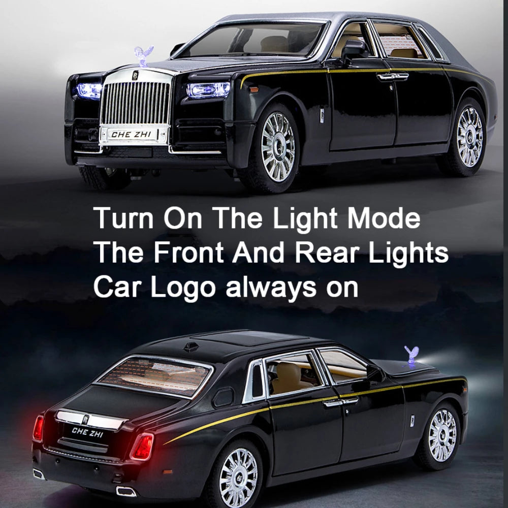 1/24 Rolls Royce Phantom Diecast Toy Cars Model Simulated Pull Back Limousine Zinc Alloy Metal Toy Car for Kids Gifts Collection