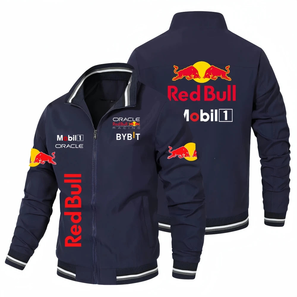 2025 Nuevo Red Bull Logo Print Racing Team Chaqueta de carreras oficial Moda para actividades al aire libre Ropa deportiva Red Bull Ropa para hombres y mujeres Abrigos