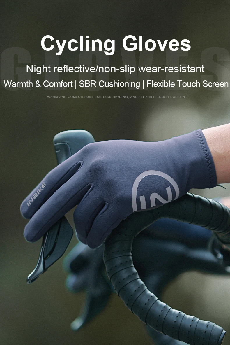 INBIKE 2024 guantes de ciclismo acolchados de Gel para hombres Otoño Invierno guantes de lana para bicicleta de carretera MTB accesorios de bicicleta con pantalla táctil de dedo completo